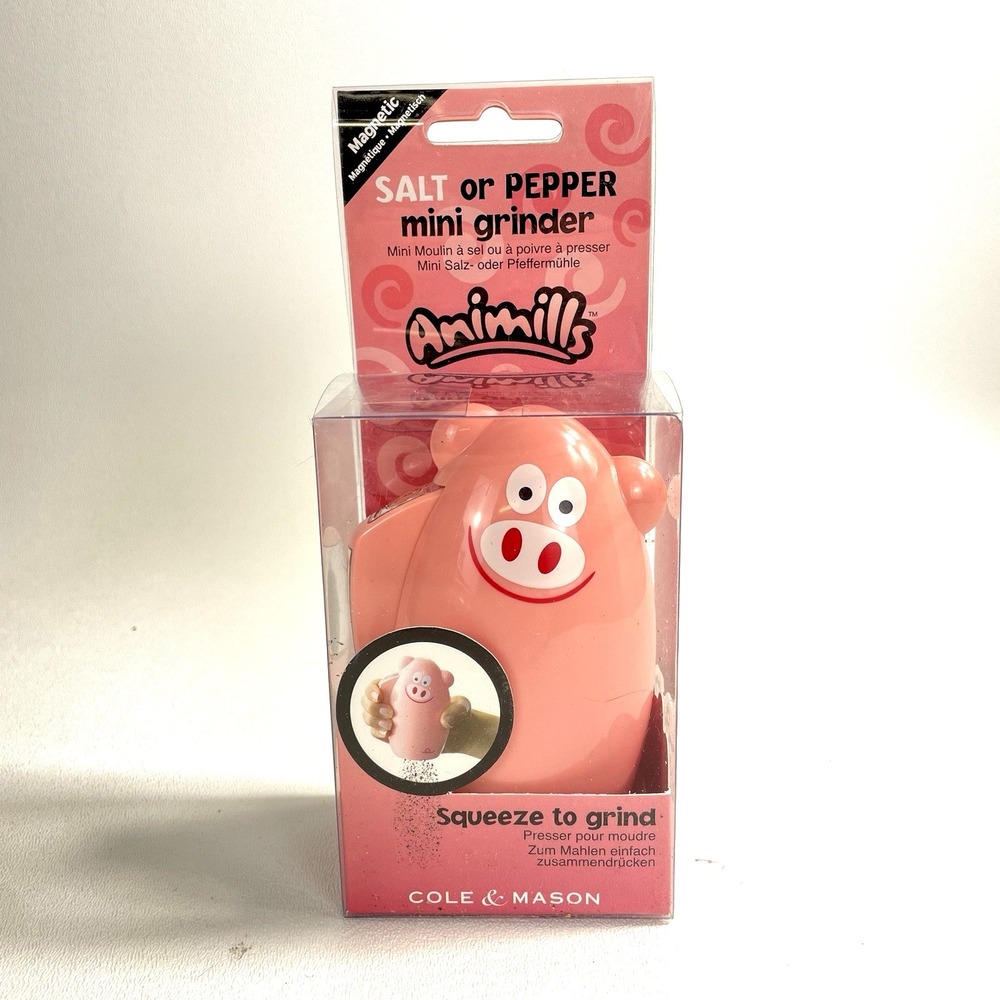 Cole & Mason pink pig-shaped mini salt or pepper grinder